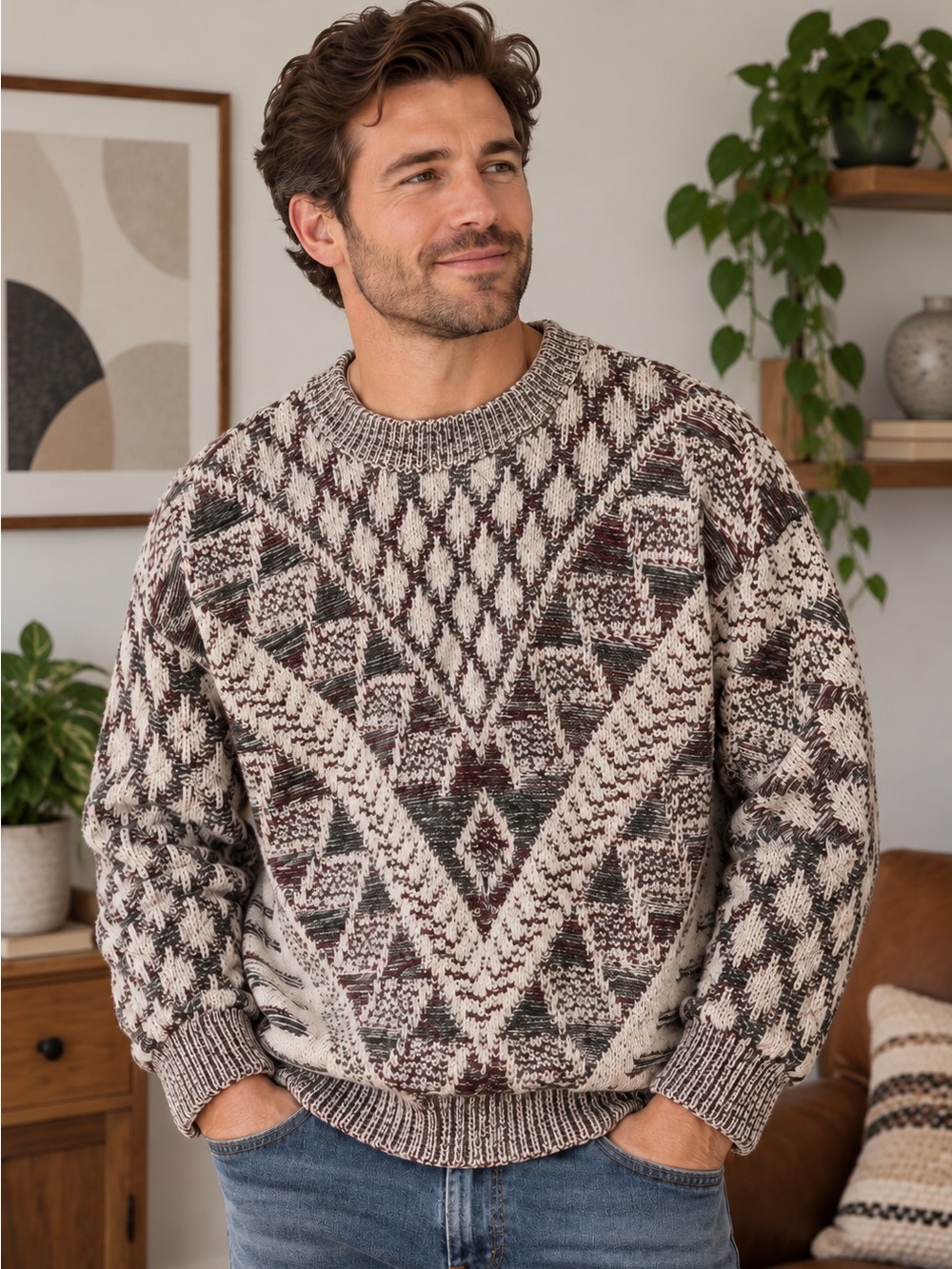Men’s  Vintage Cotton Blend Knit Sweater